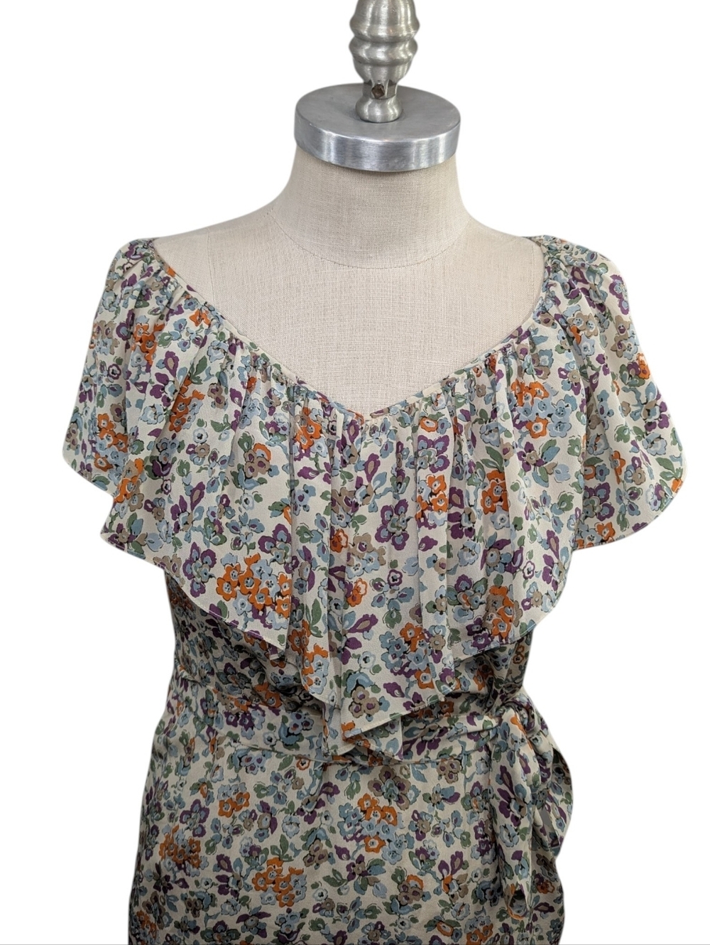 Rebecca Taylor 100% Silk Floral Ruffle Dress – Size 2 - Picture 4 of 11